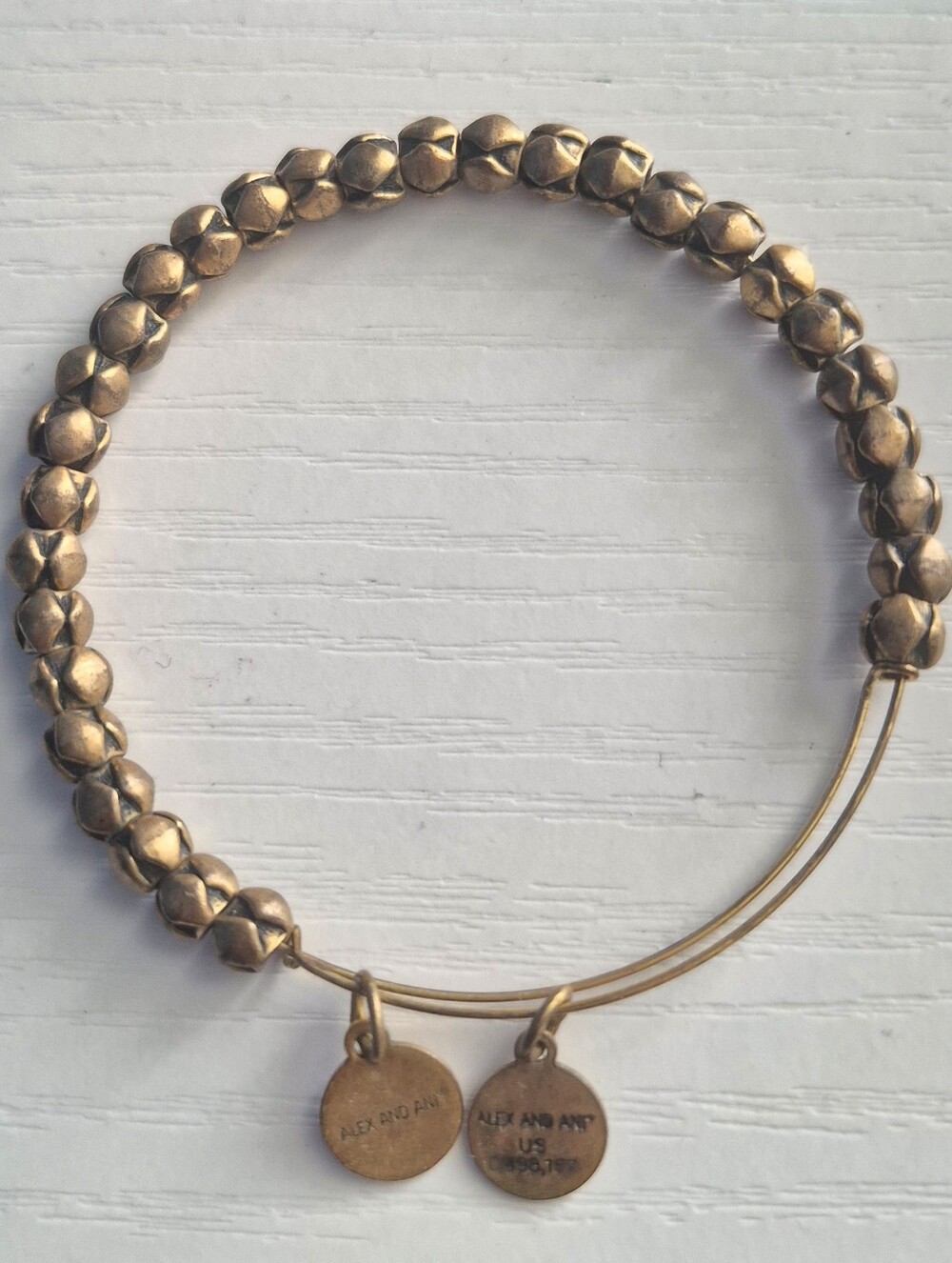Alex and Ani Gold Tone Expandable Bracelet with Charm Discs